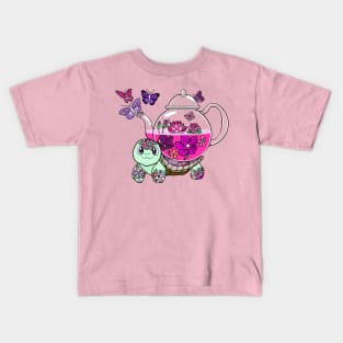 Spill the Tea Turtle (pink) Kids T-Shirt